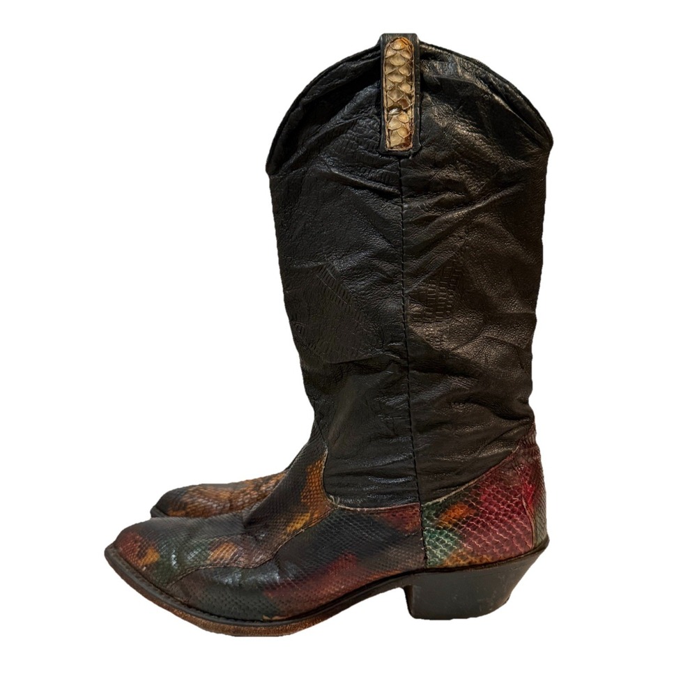 Dan Post Or ACME (Unknown Brand) Snakeskin Western Cowboy Boot 8D Rainbow Python